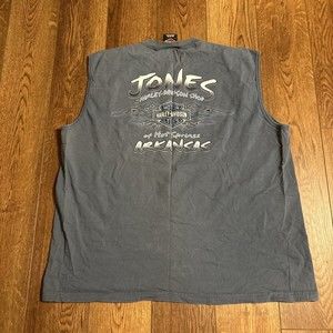 Vintage Harley Davidson Sleeveless T Shirt MENS 2XL Blue Acid Wash Made In USA‎